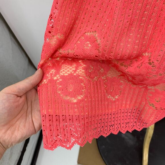 Free People Rocco Lace Dress Womens 6 Pink Crochet Cutout Back Lined Fit Flare - Picture 4 of 16